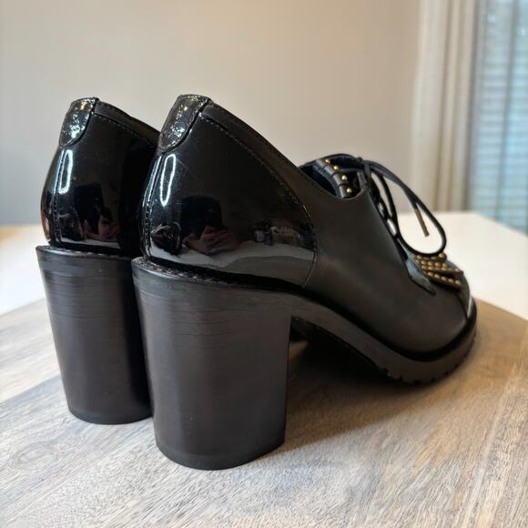 Office of Angela Scott Mrs. Robinson Black Leather Women’s Oxford Heel Shoes 8.5 - Picture 5 of 12